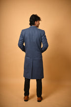 Deep Navy Blue Woolleen  Overcoat
