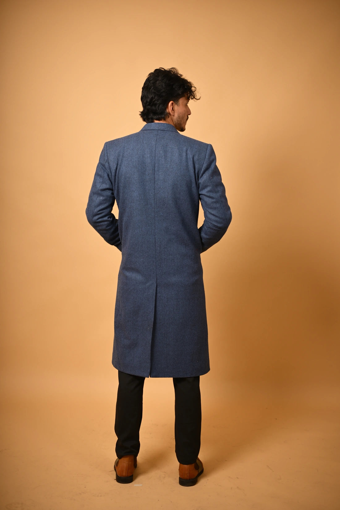 Deep Navy Blue Woolleen  Overcoat