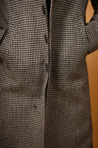 Grey With Black Mini Houndstooth Woollen Overcoat