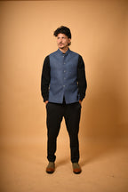 Deep Navy Blue Woollen  Waistcoat