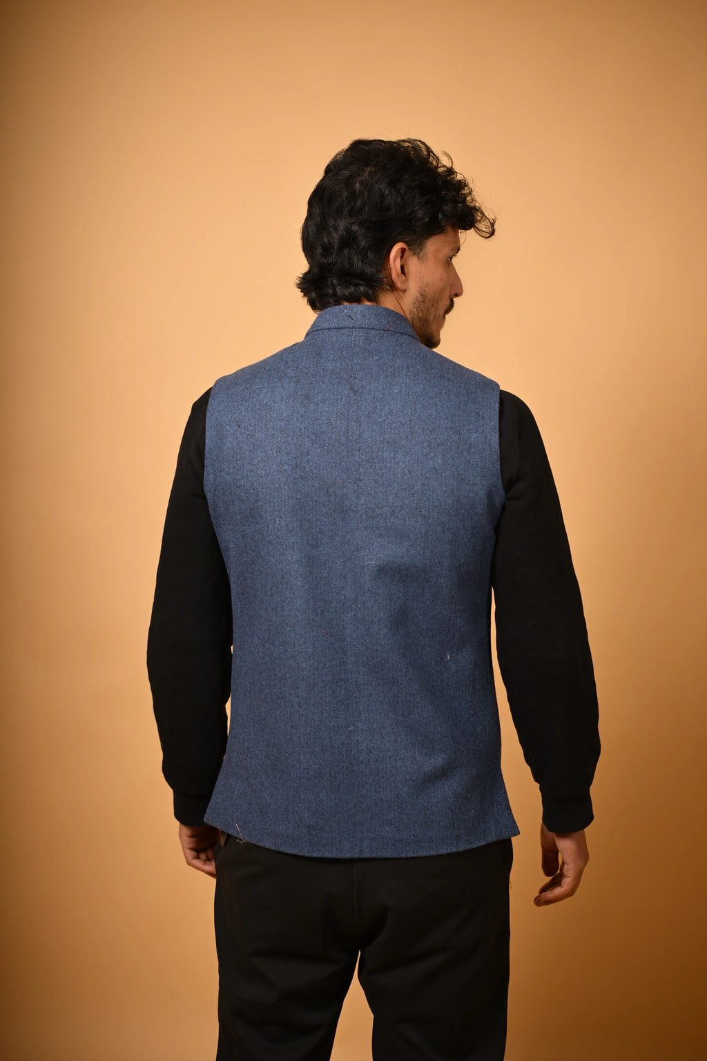 Deep Navy Blue Woollen  Waistcoat