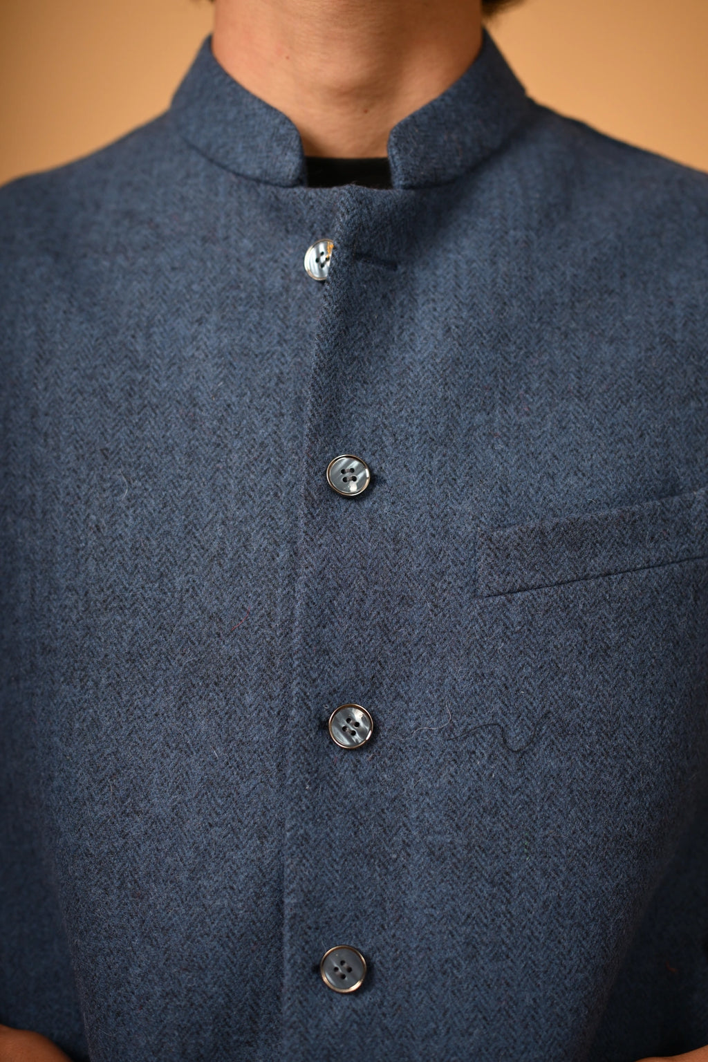 Deep Navy Blue Woollen  Waistcoat
