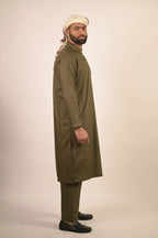 olive green color summer kurta pajama for men 