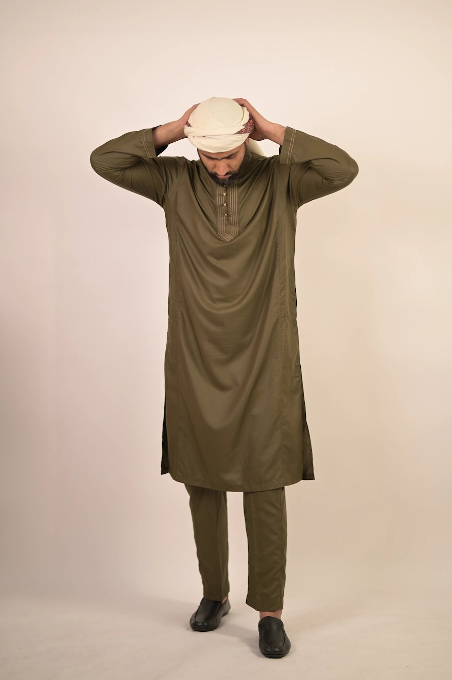 olive green color summer kurta pajama for men 