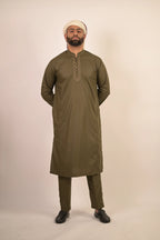 olive green color summer kurta pajama for men 