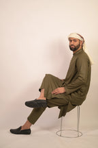 olive green color summer kurta pajama for men 