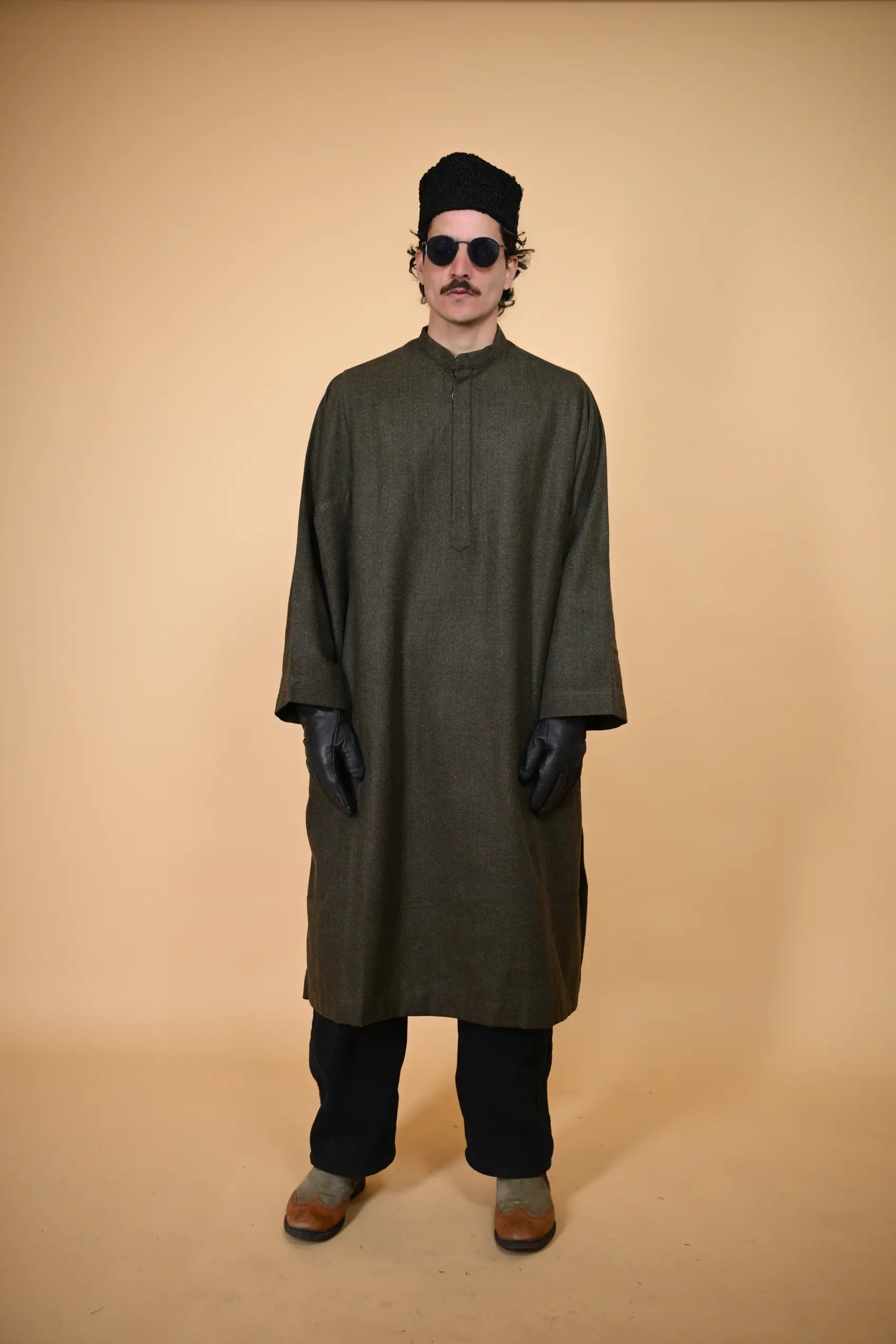 baraqah dark green kashmiri traditional pheran for men 