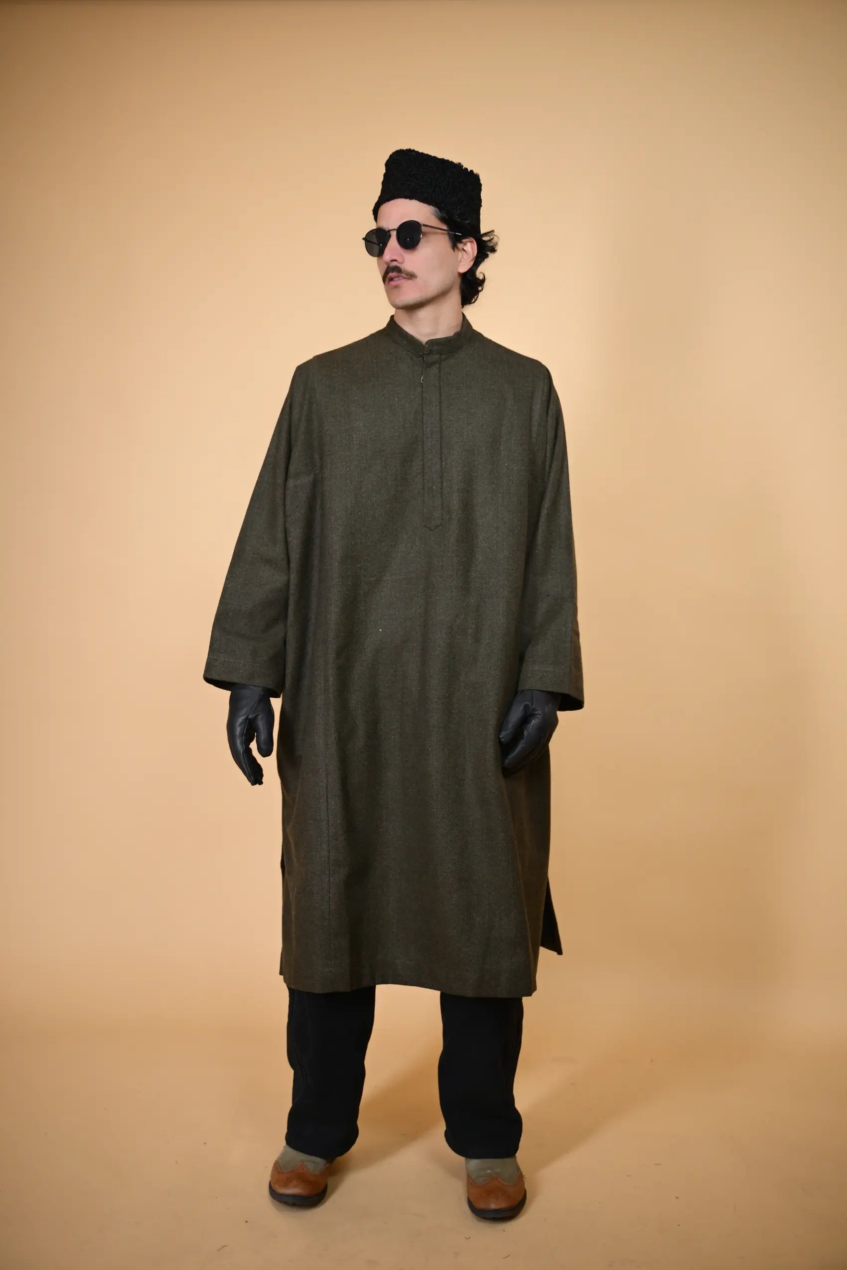 baraqah dark green kashmiri traditional pheran for men 