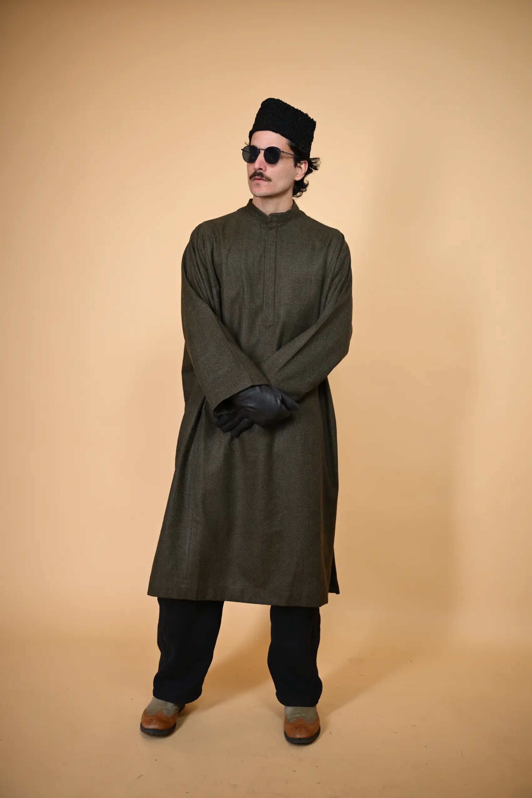 baraqah dark green kashmiri traditional pheran for men 