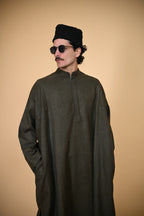 baraqah dark green kashmiri traditional pheran for men 