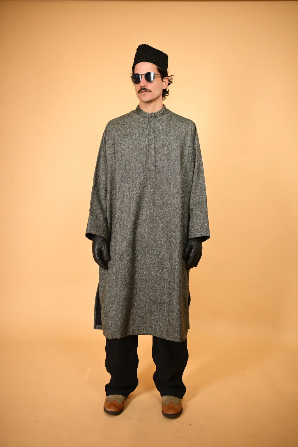 baraqah green stone weave winter traditional pheran for men 