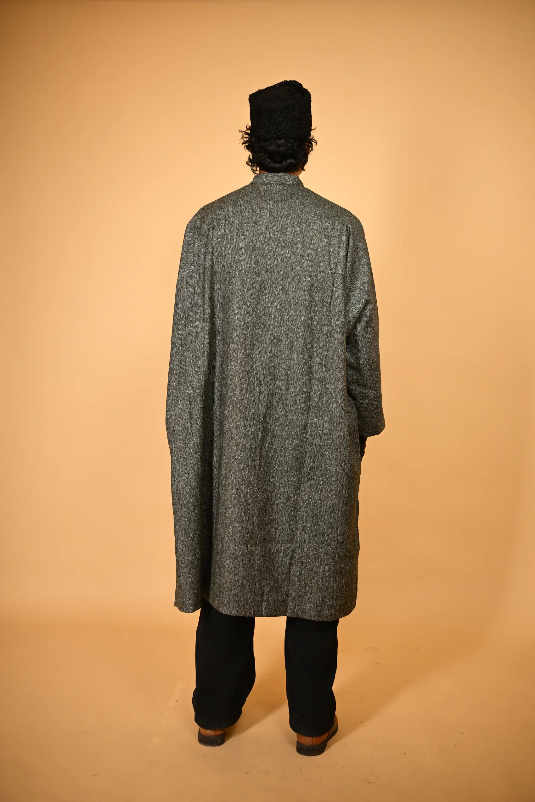 baraqah green stone weave winter traditional pheran for men 