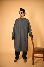 baraqah dark grey winter kashmiri traditional pheran for men 