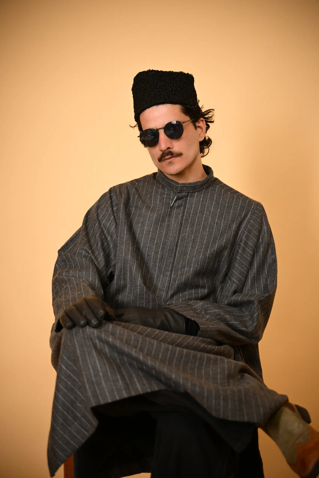 baraqah dark grey winter kashmiri traditional pheran for men 