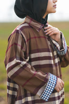 Wine Brown Checked kashmiri Traditional female winter Pheran
