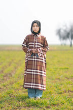 Wine Brown Checked kashmiri Traditional female winter Pheran
