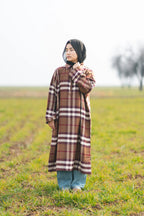Wine Brown Checked kashmiri Traditional female winter Pheran
