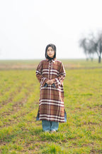 Wine Brown Checked kashmiri Traditional female winter Pheran
