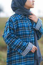 baraqah female blue checked winter pheran 