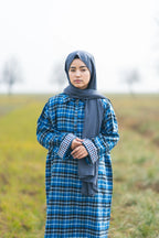 baraqah female blue checked winter pheran 