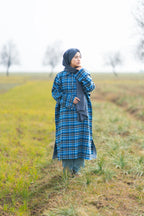 baraqah female blue checked winter pheran 