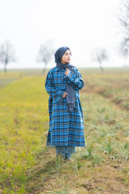 baraqah female blue checked winter pheran 