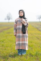 Light Almond Checked kashmiri Traditional female winter Pheran
