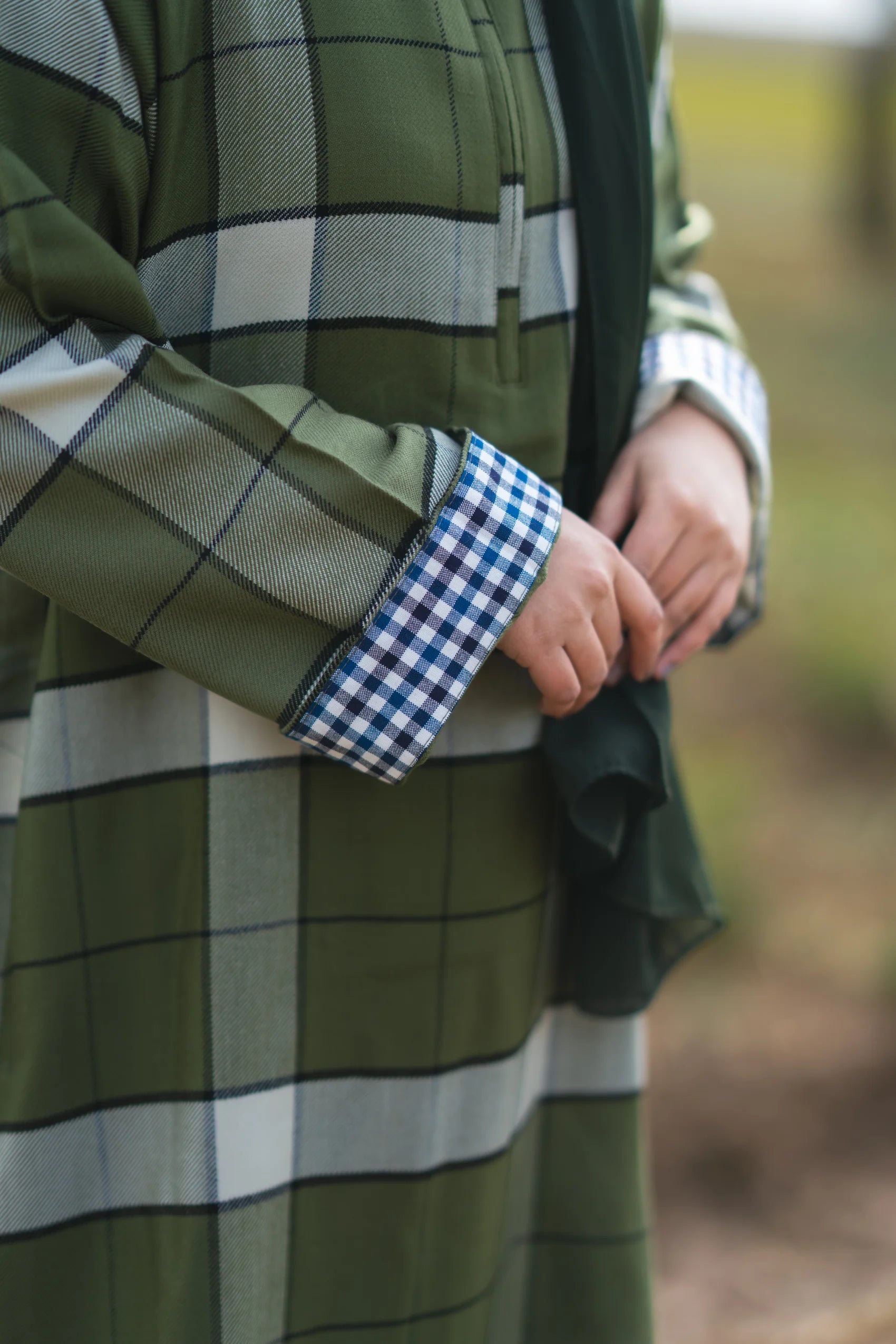 Moss Green Checked kashmiri Traditional female winter  Pheran
