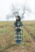 Moss Green Checked kashmiri Traditional female winter  Pheran
