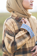 Soft Camel Checked kashmiri Traditional female winter  Pheran
