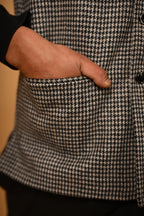 Grey With Black Mini Houndstooth Woollen Waistcoat