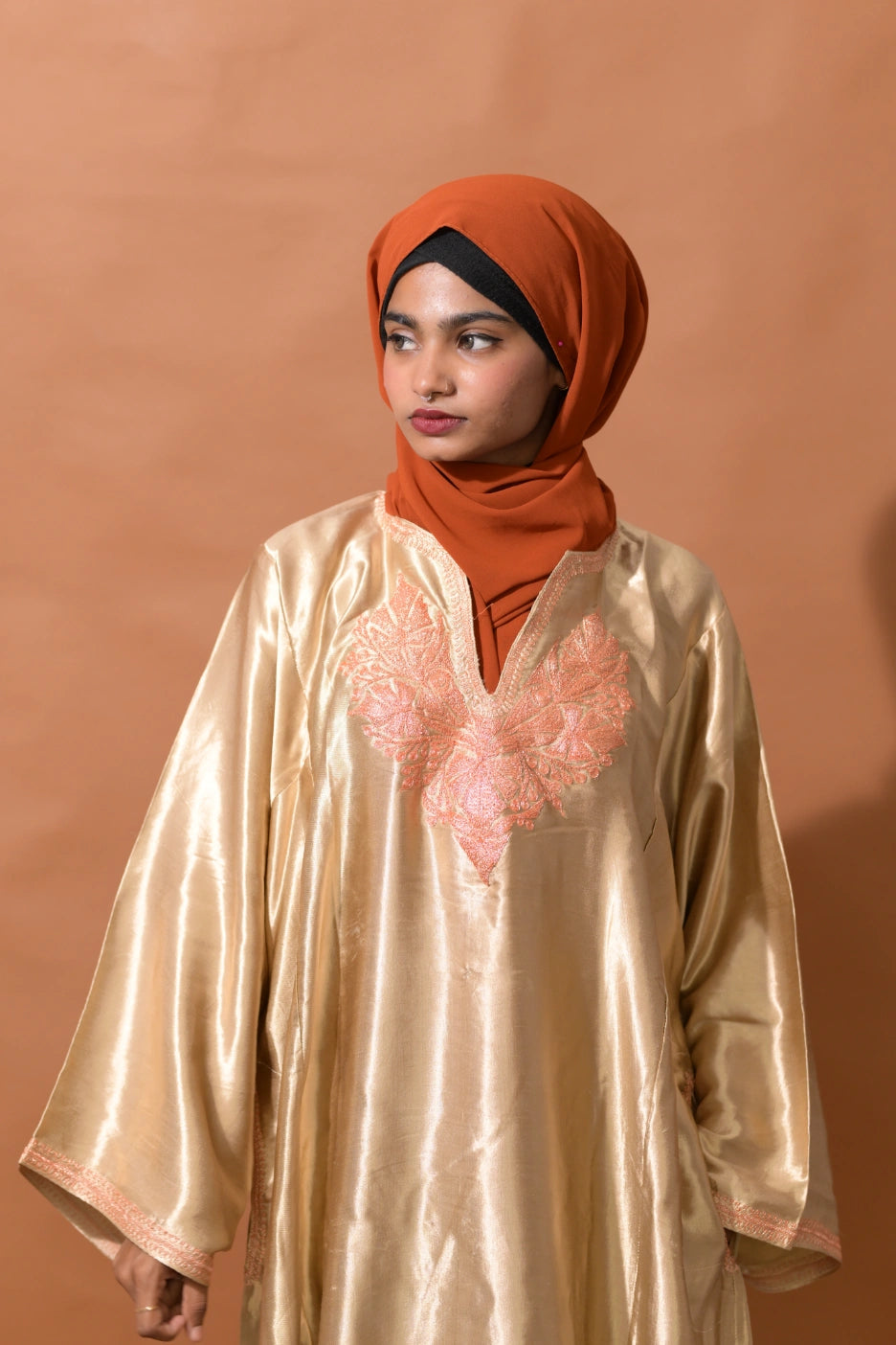 Golden Kashmiri Pheran For Females