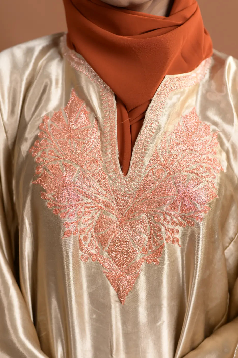 Golden Kashmiri Pheran For Females