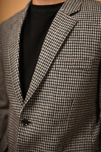 Grey With Black Mini Houndstooth Woollen Blazer