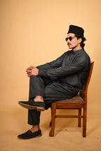 قميص وسروال باثان رمادي مزرق