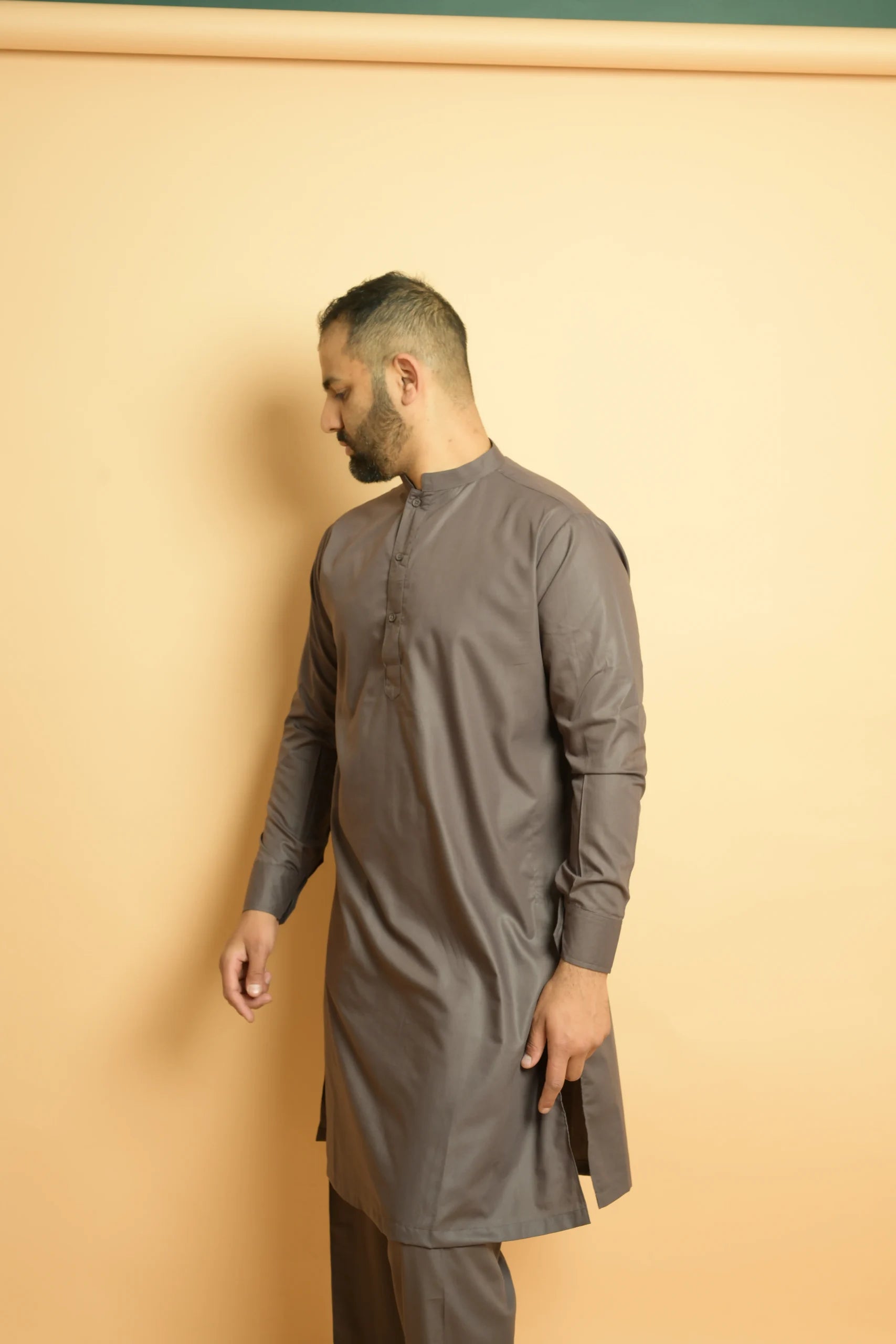 Greyish Brown Kameez Shalwar