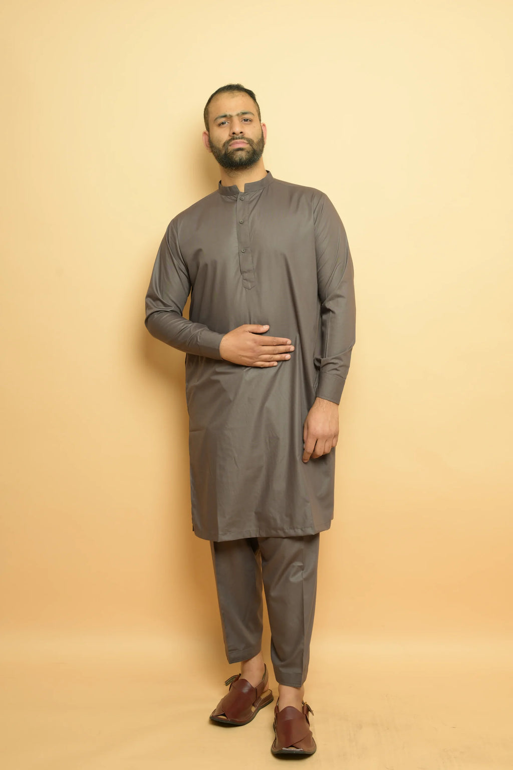 baraqah grey summer kurta pajama for men