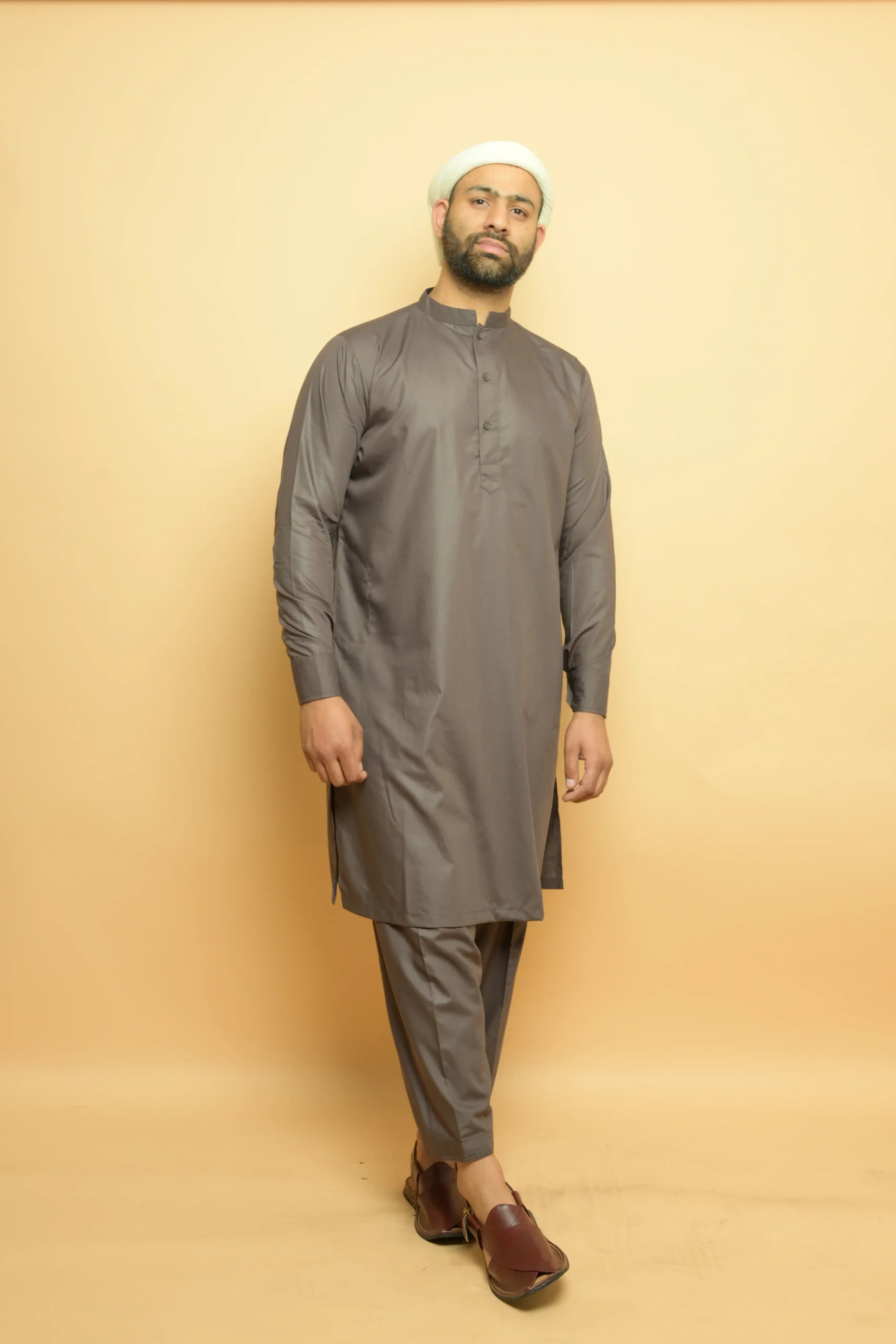 baraqah grey summer kurta pajama for men