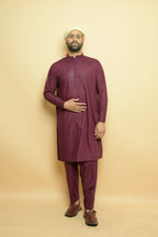 baraqah maroon color  summer kurta pajama for men