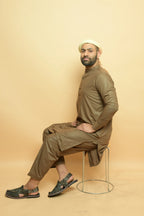 baraqah olive green summer kurta pajama for men