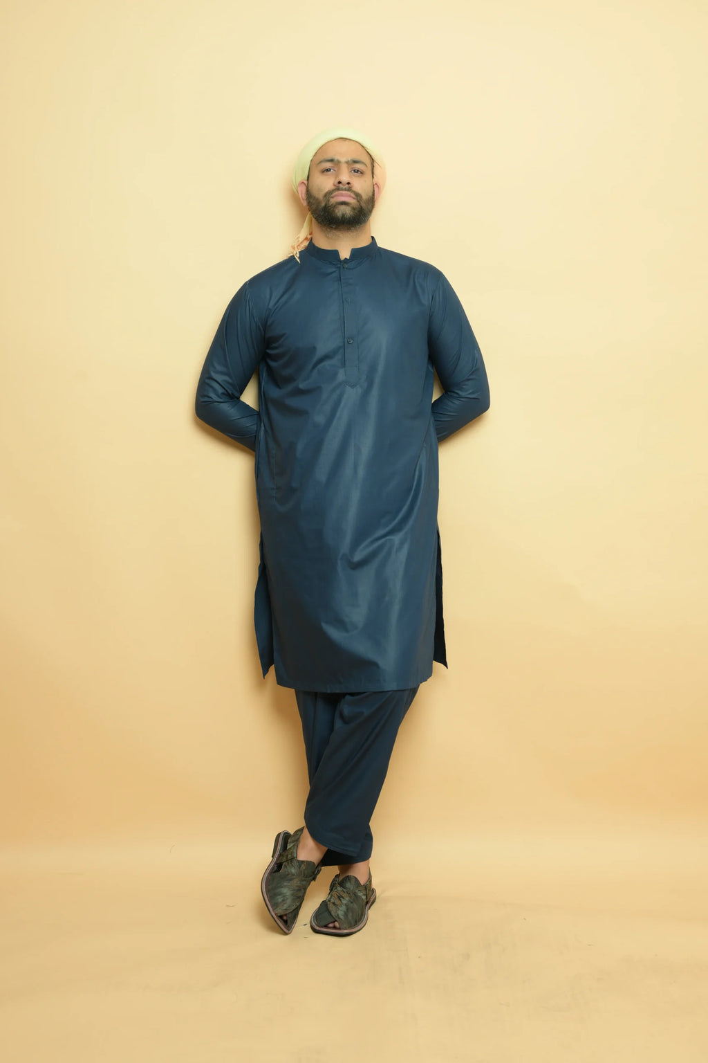 Steel Blue Kameez Shalwar