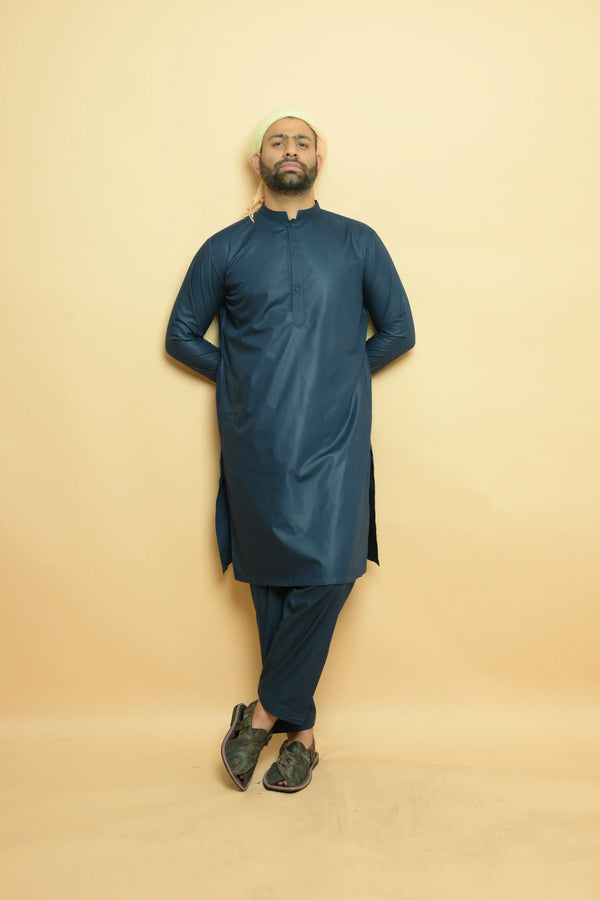 Steel Blue Kameez Shalwar