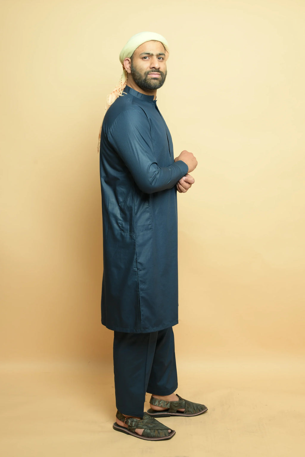Steel Blue Kameez Shalwar