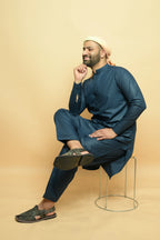 Steel Blue Kameez Shalwar
