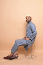 baraqah grey summer kurta pajama for men