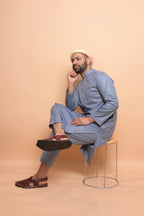 baraqah grey summer kurta pajama for men