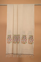 baraqah white pure pashmina female stole 