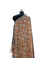 شال مطرز من قماش كاني باشمينا باللون الرمادي النقي