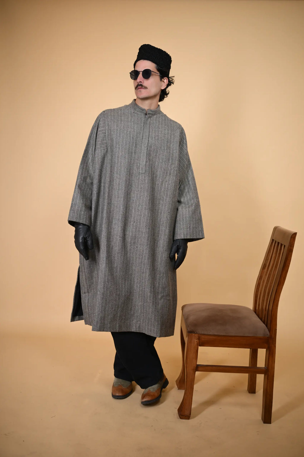 baraqah light green winter traditional pheran for men 