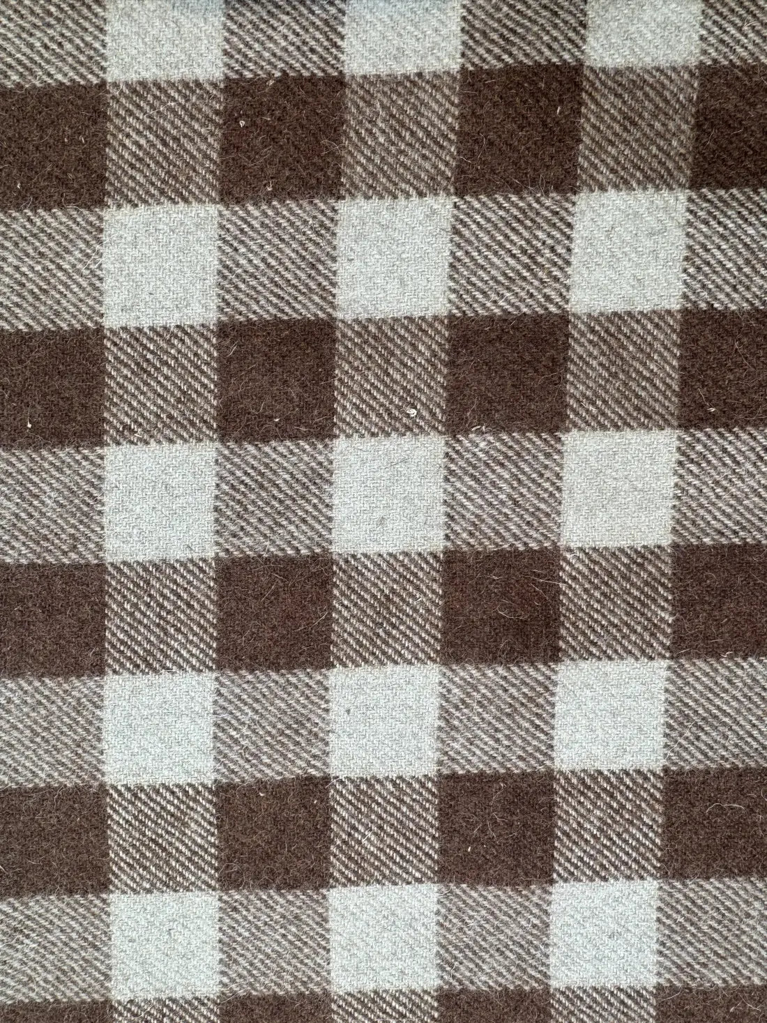 Brown Checkered Cashmere Merino Tweed